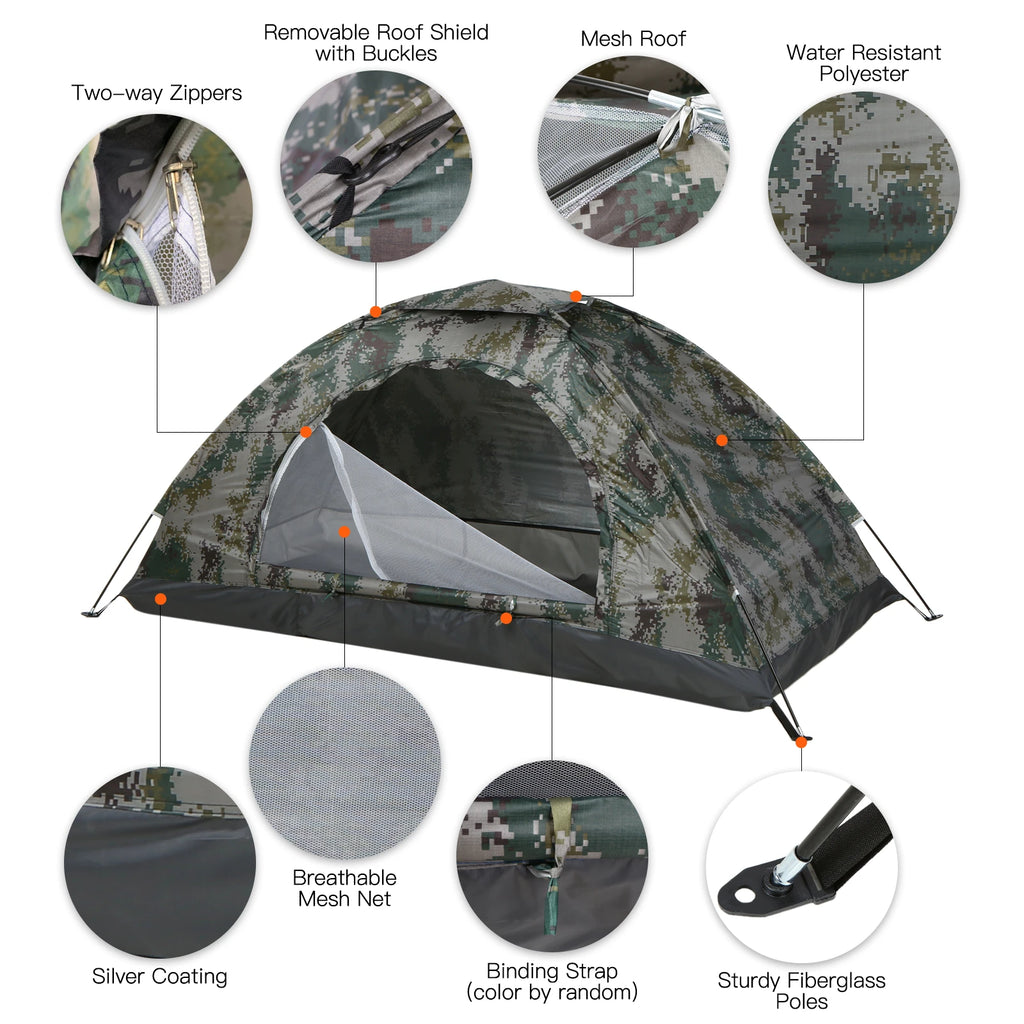 Ultralight 1–2 Person Camping Tent — Anti-UV UPF 30+ Beach & Hiking Shelter