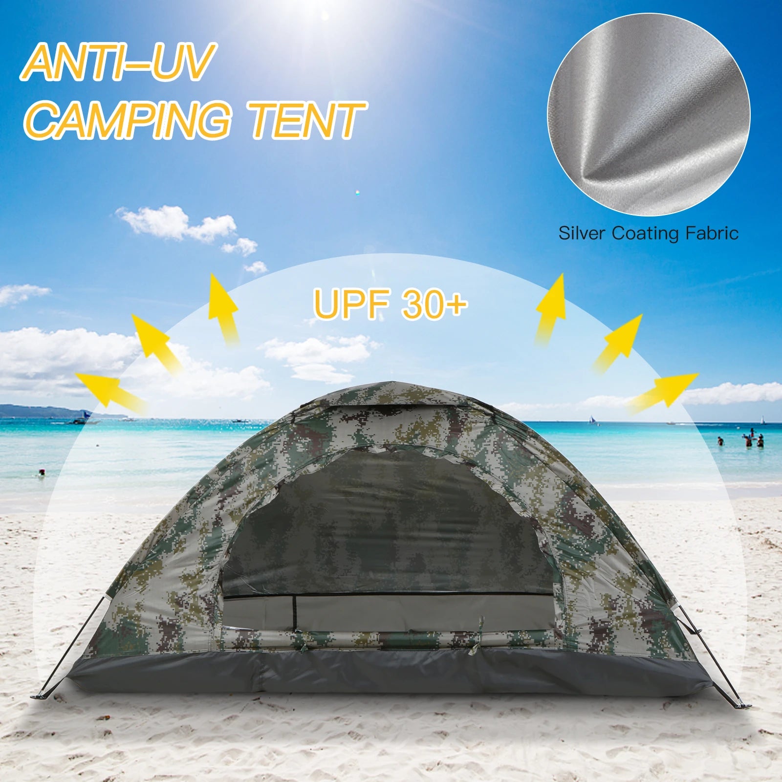 Ultralight 1–2 Person Camping Tent — Anti-UV UPF 30+ Beach & Hiking Shelter