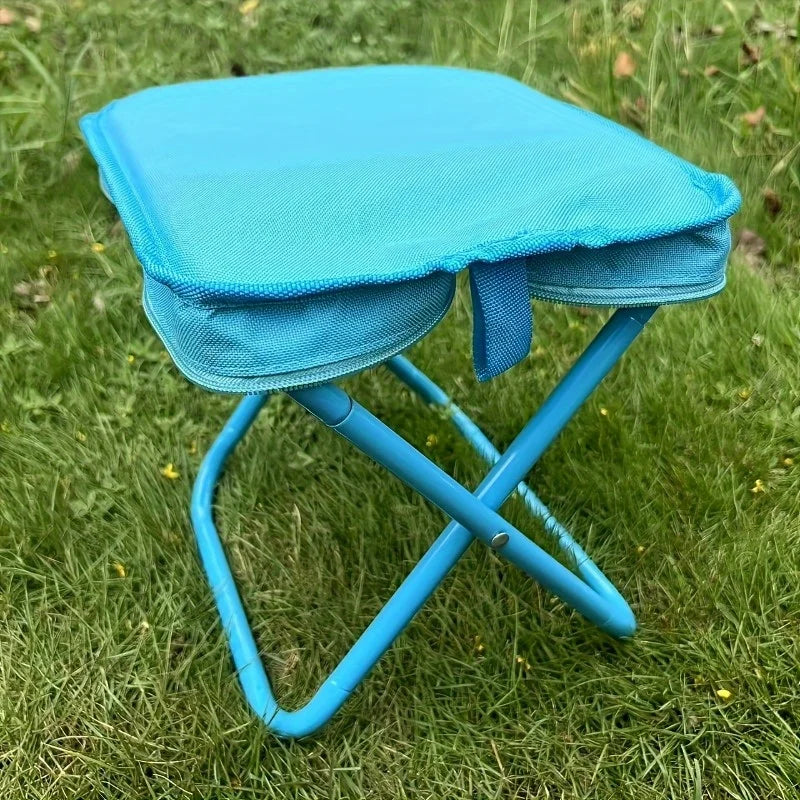 Portable Folding Camping Stool — Zippered Carry Handle for Outdoor Use