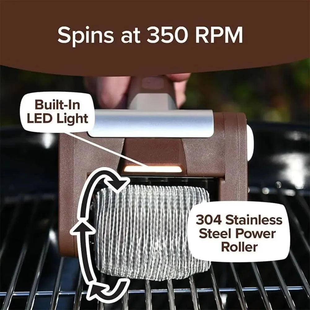 Electric Rotary Grill Brush — Rechargeable Stainless Steel BBQ Cleaner