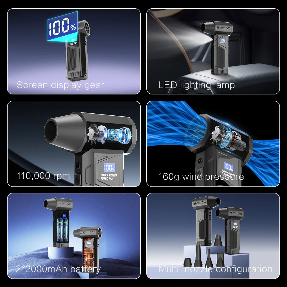 Wireless Jet Air Blower — Brushless Motor LED Digital Display