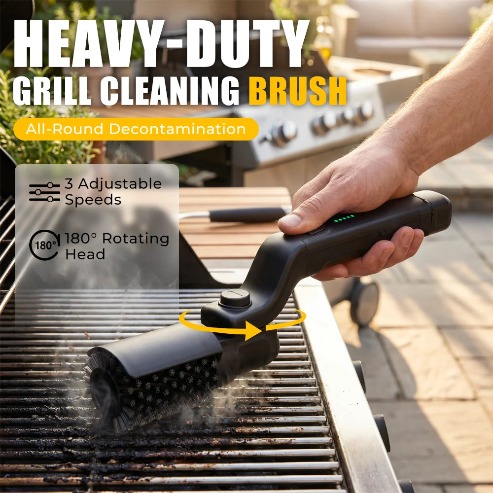 Electric BBQ Grill Brush — Cordless Rechargeable Rotary Cleaner