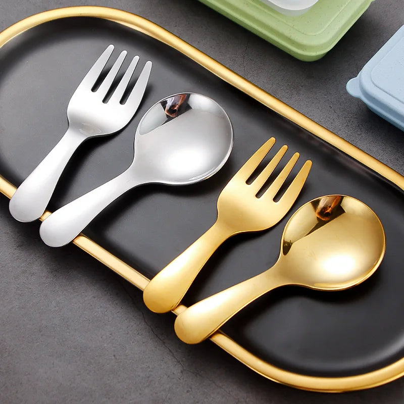 Kids Stainless Steel Camping Cutlery — Portable Spoon & Fork Travel Set