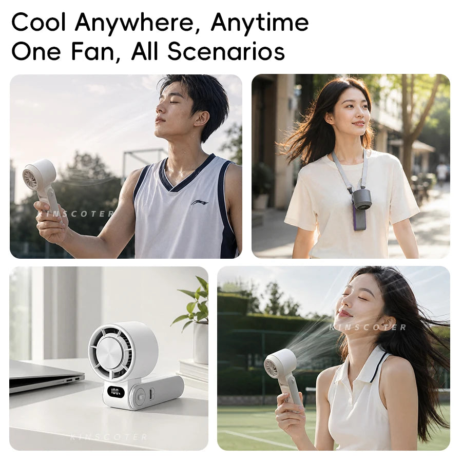 Turbo Handheld Fan — 3600mAh Rechargeable 100-Speed Foldable