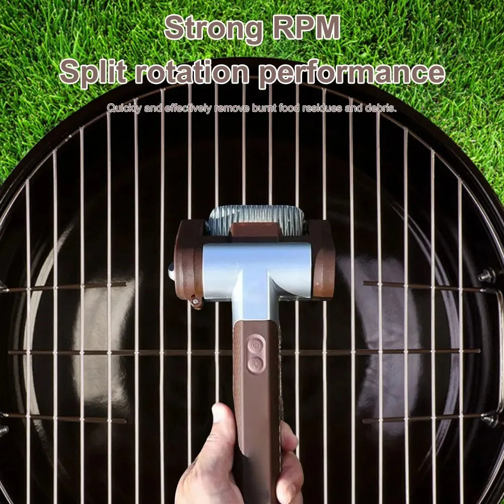 Electric Rotary Grill Brush — Rechargeable Stainless Steel BBQ Cleaner