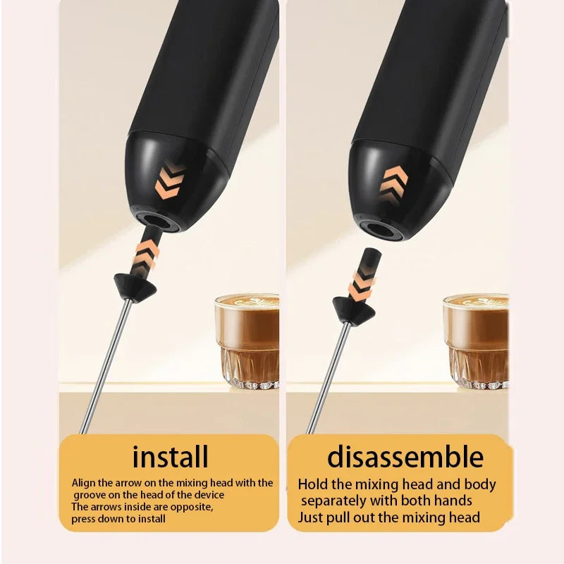 Electric Milk Frother — 3-Speed USB Handheld Foam Maker