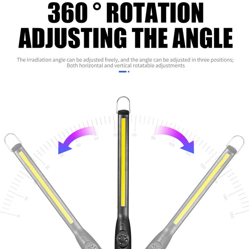 Rechargeable Magnetic COB LED Work Light — Foldable Emergency Lamp