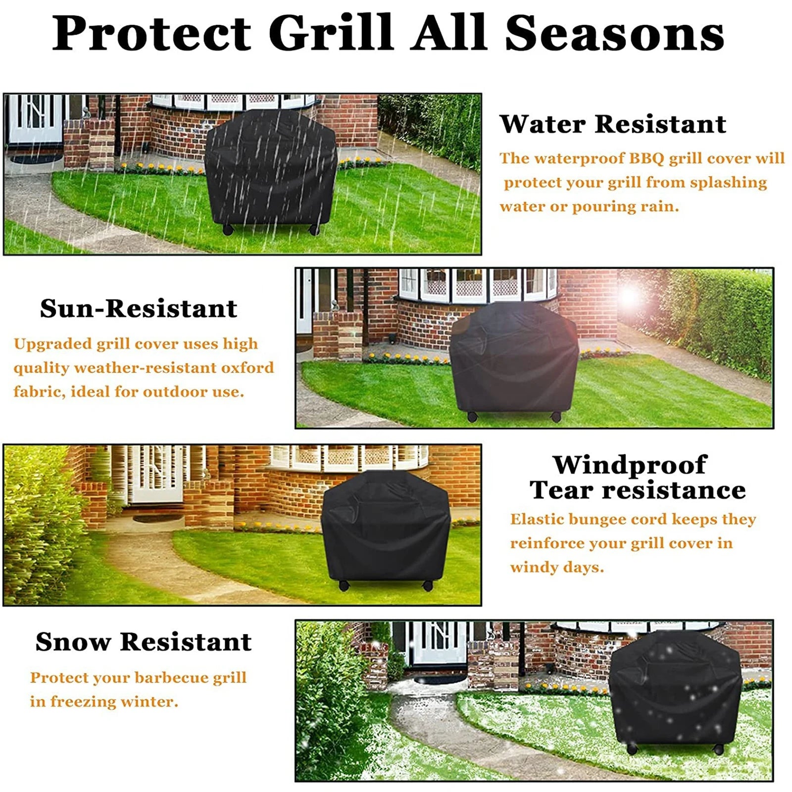 Heavy-Duty Waterproof BBQ Grill Cover — Heat & Stain Resistant