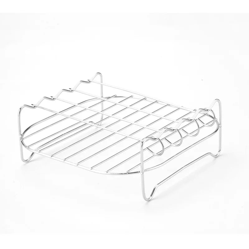 Outdoor BBQ Grill Set — Skewers, Air Fryer Rack & Steamer Bracket