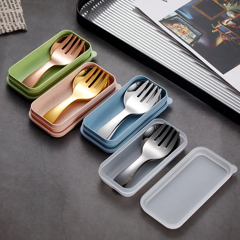 Kids Stainless Steel Camping Cutlery — Portable Spoon & Fork Travel Set