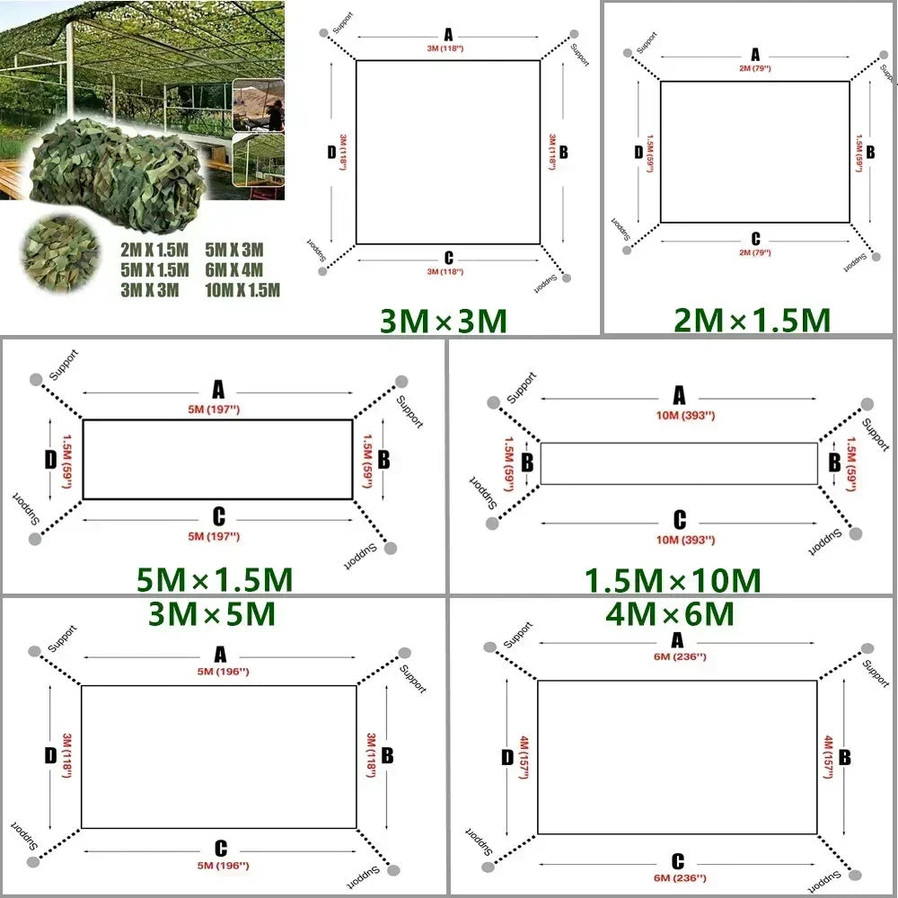 Camouflage Netting — Hunting Blind, Camp Privacy & Sunshade Cover