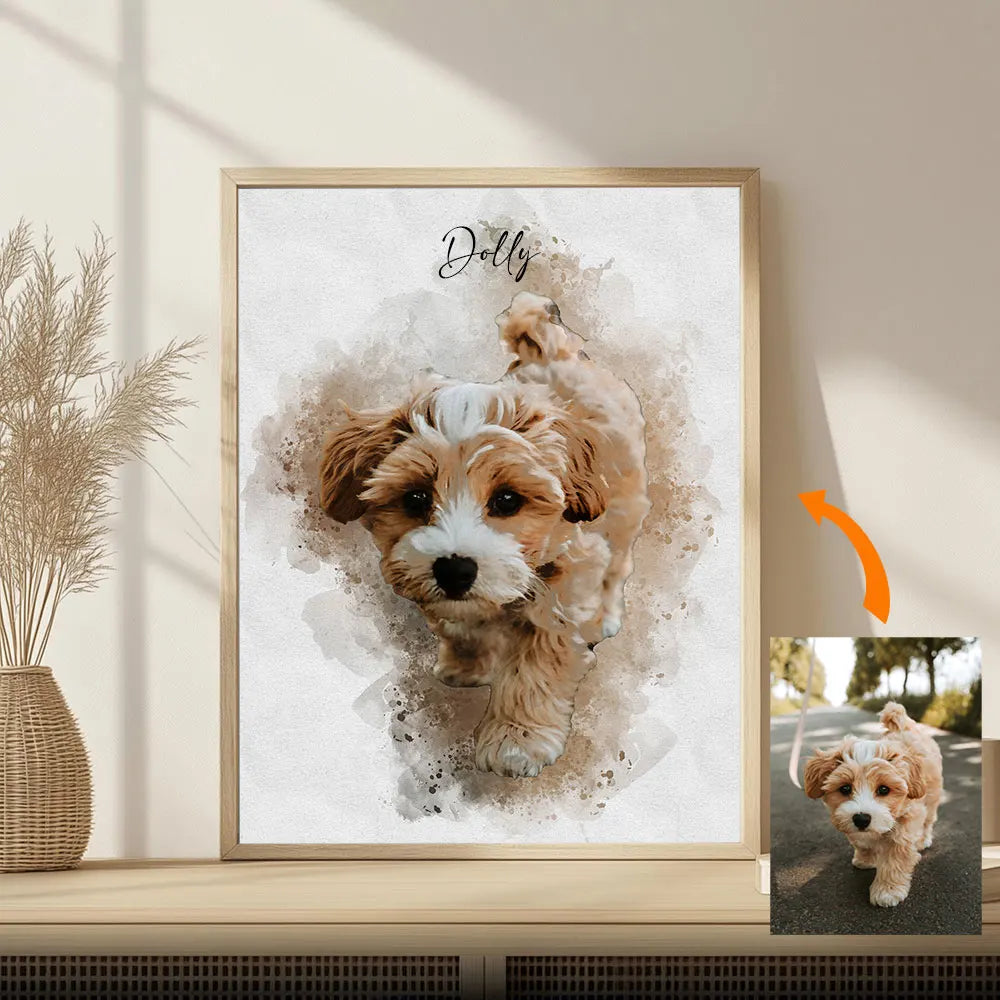 Custom Pet Portrait Print — Watercolor Wall Art