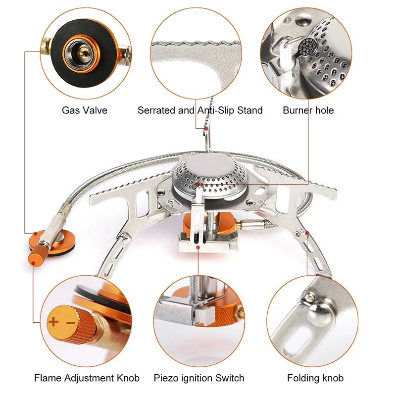 Portable Folding Camping Gas Stove — 3500W Backpacking Burner