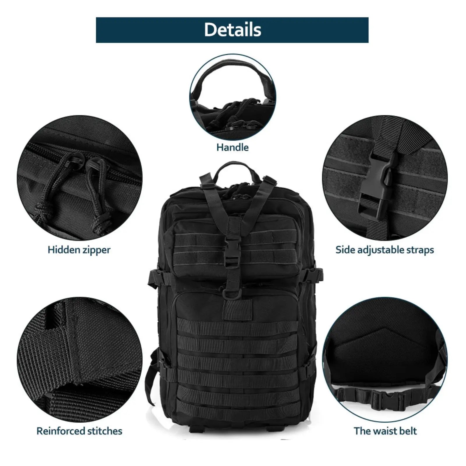 Tactical Hiking Backpack — Waterproof Nylon 25L/50L Outdoor Rucksack