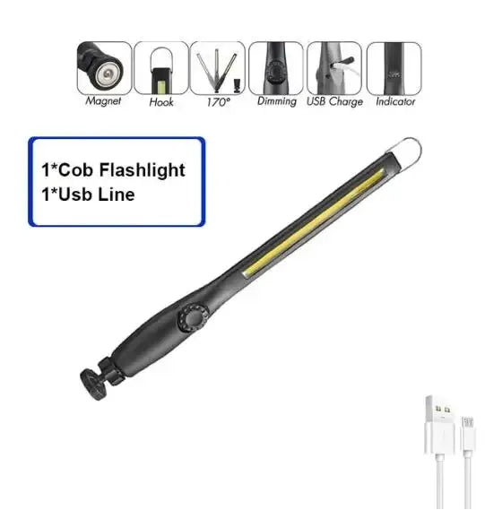 Rechargeable Magnetic COB LED Work Light — Foldable Emergency Lamp