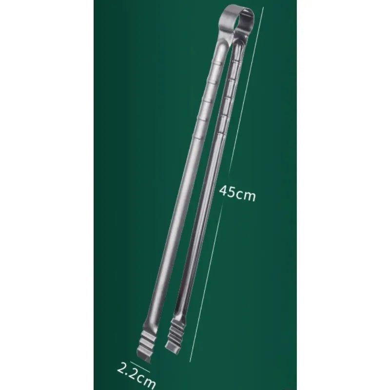Extra Long Stainless Steel BBQ Tongs — Charcoal & Food Grilling Clip
