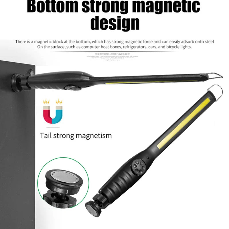 Rechargeable Magnetic COB LED Work Light — Foldable Emergency Lamp