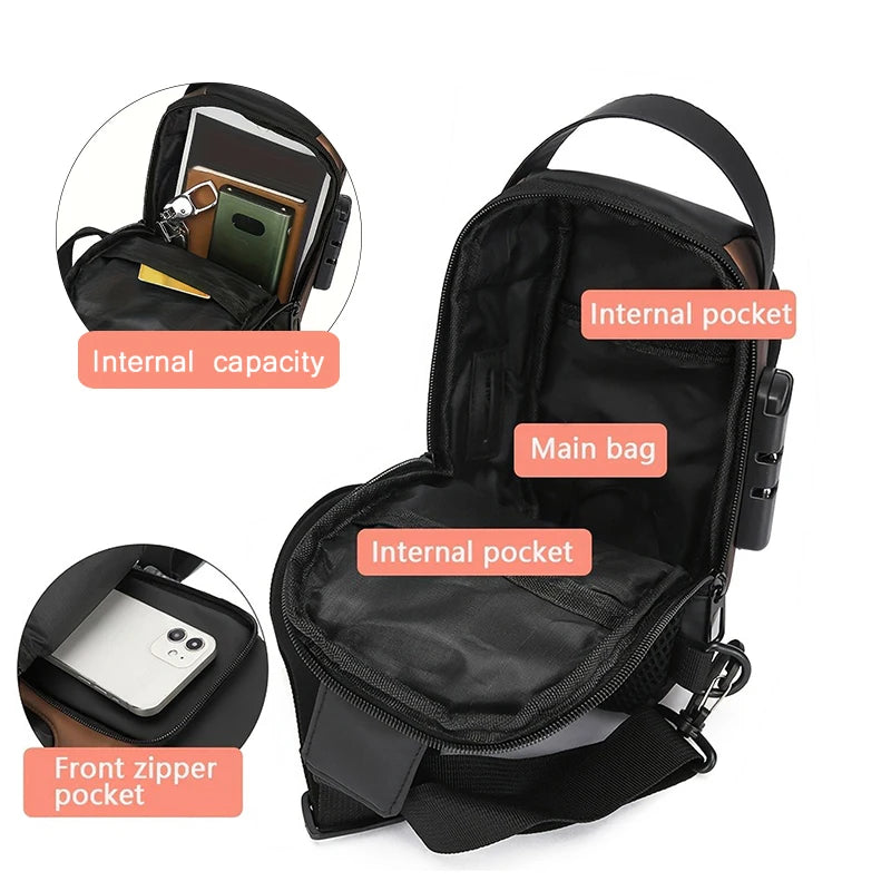 Oxford Fabric Crossbody Sling Bag — Waterproof Chest Pack for Men