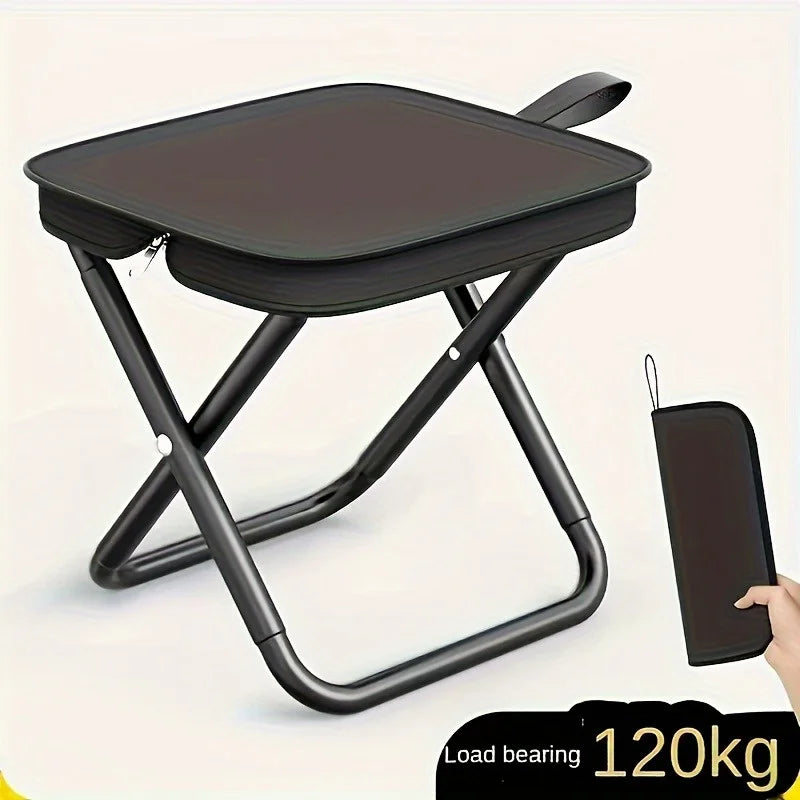 Portable Folding Camping Stool — Zippered Carry Handle for Outdoor Use