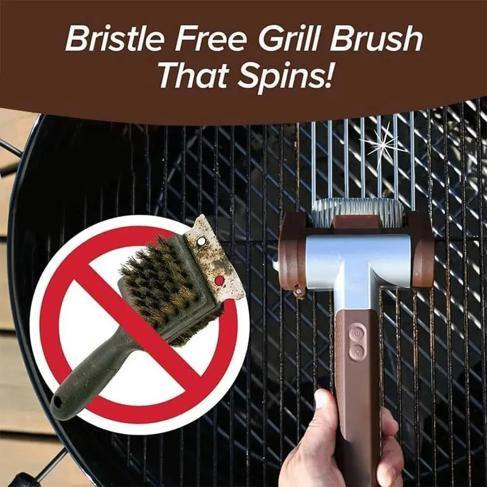 Electric Rotary Grill Brush — Rechargeable Stainless Steel BBQ Cleaner