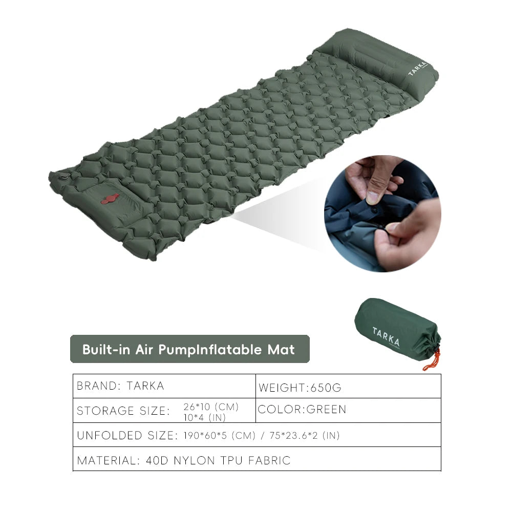 Self-Inflating Camping Mat with Pillow — Lightweight Sleeping Pad
