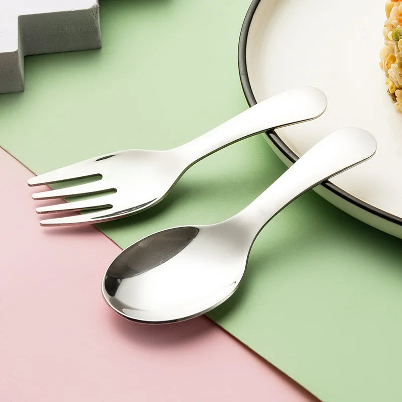 Kids Stainless Steel Camping Cutlery — Portable Spoon & Fork Travel Set
