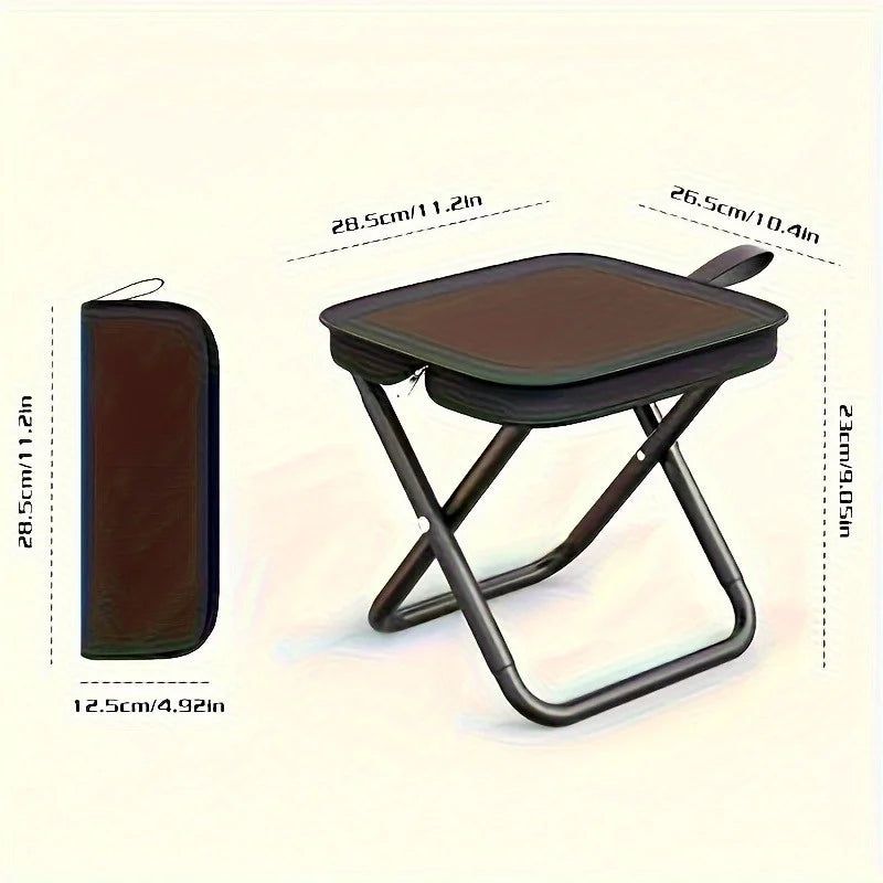 Portable Folding Camping Stool — Zippered Carry Handle for Outdoor Use