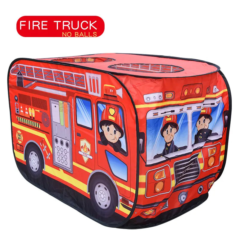Kids Fire Truck Play Tent — Indoor & Outdoor Playhouse with Sunroof