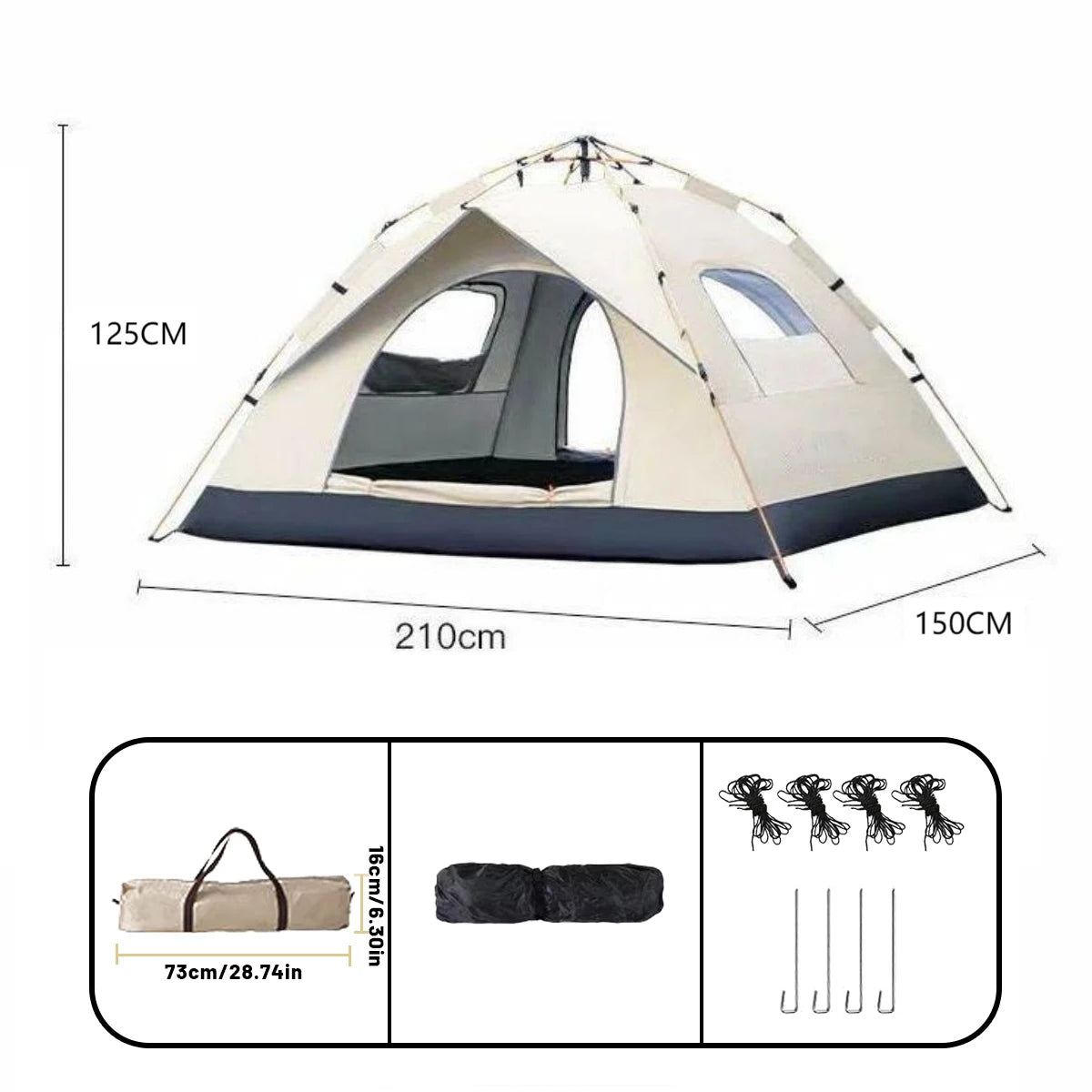 4-Person Automatic Pop-Up Tent — Waterproof Instant Setup Camping Shelter