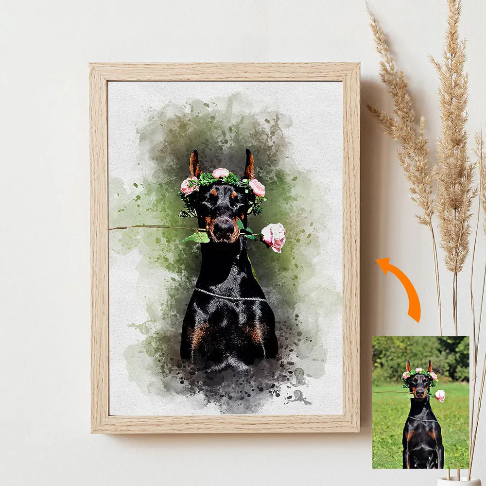 Custom Pet Portrait Print — Watercolor Wall Art