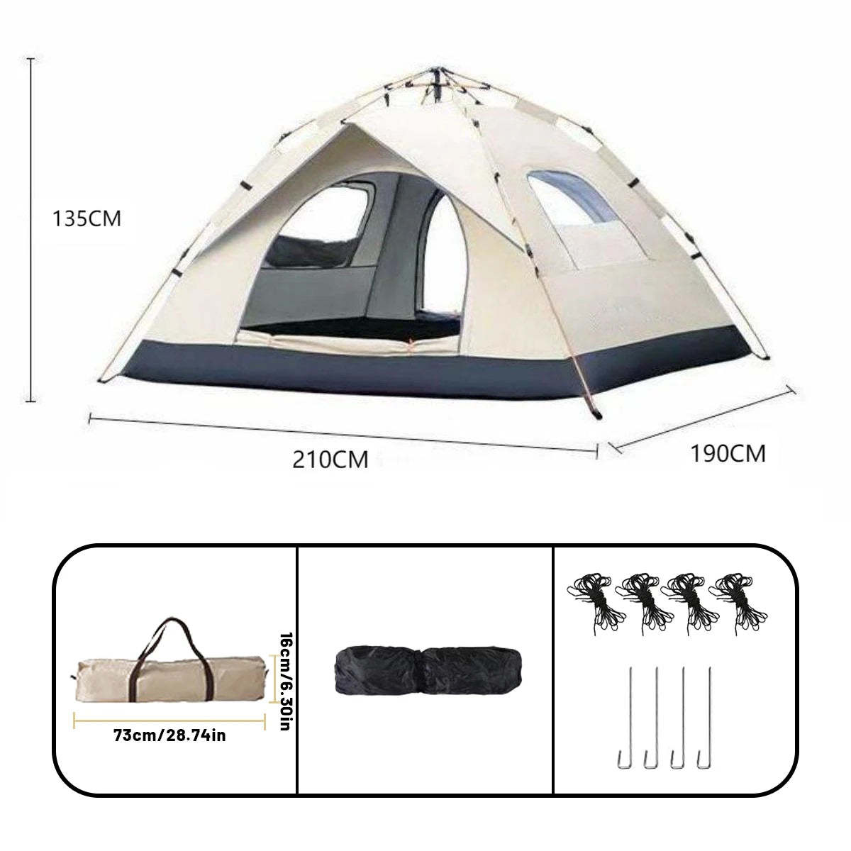 4-Person Automatic Pop-Up Tent — Waterproof Instant Setup Camping Shelter