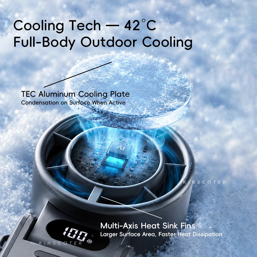 Turbo Handheld Fan — 3600mAh Rechargeable 100-Speed Foldable