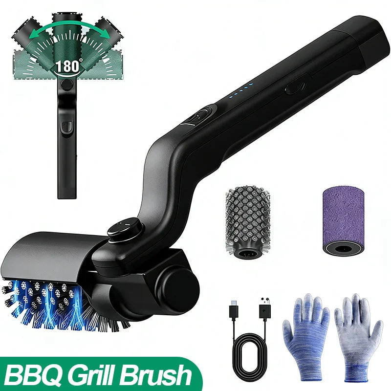 Electric BBQ Grill Brush — Cordless Rechargeable Rotary Cleaner
