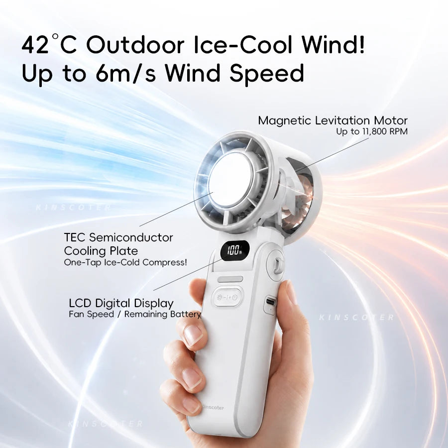 Turbo Handheld Fan — 3600mAh Rechargeable 100-Speed Foldable