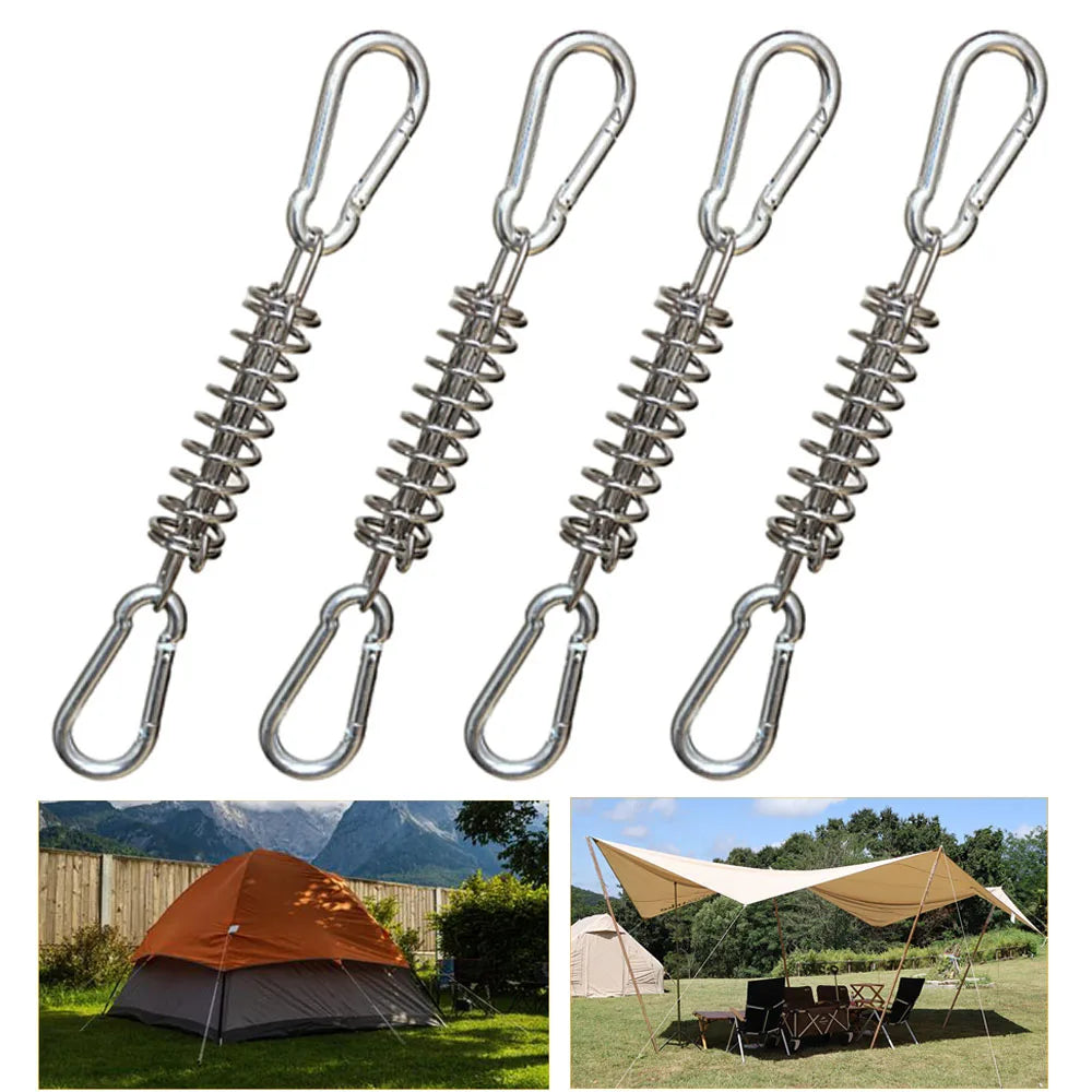 Tent Guy Ropes with Spring Buckle & Carabiner Clips — 4/6pc Set