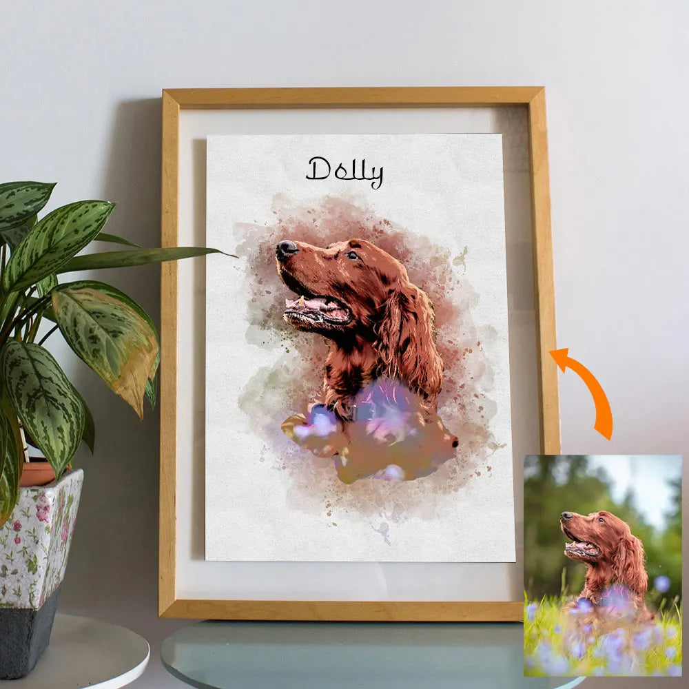 Custom Pet Portrait Print — Watercolor Wall Art