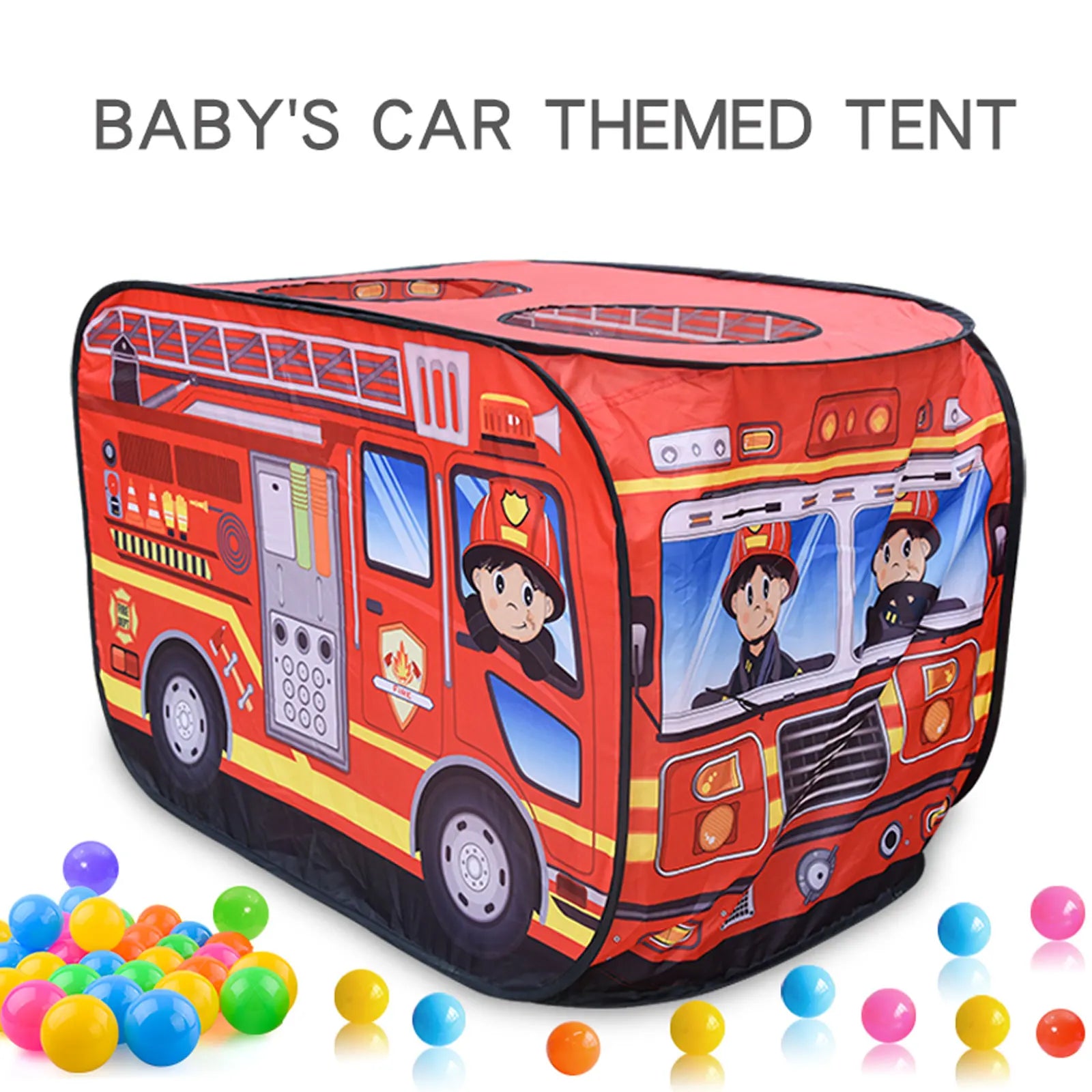 Kids Fire Truck Play Tent — Indoor & Outdoor Playhouse with Sunroof
