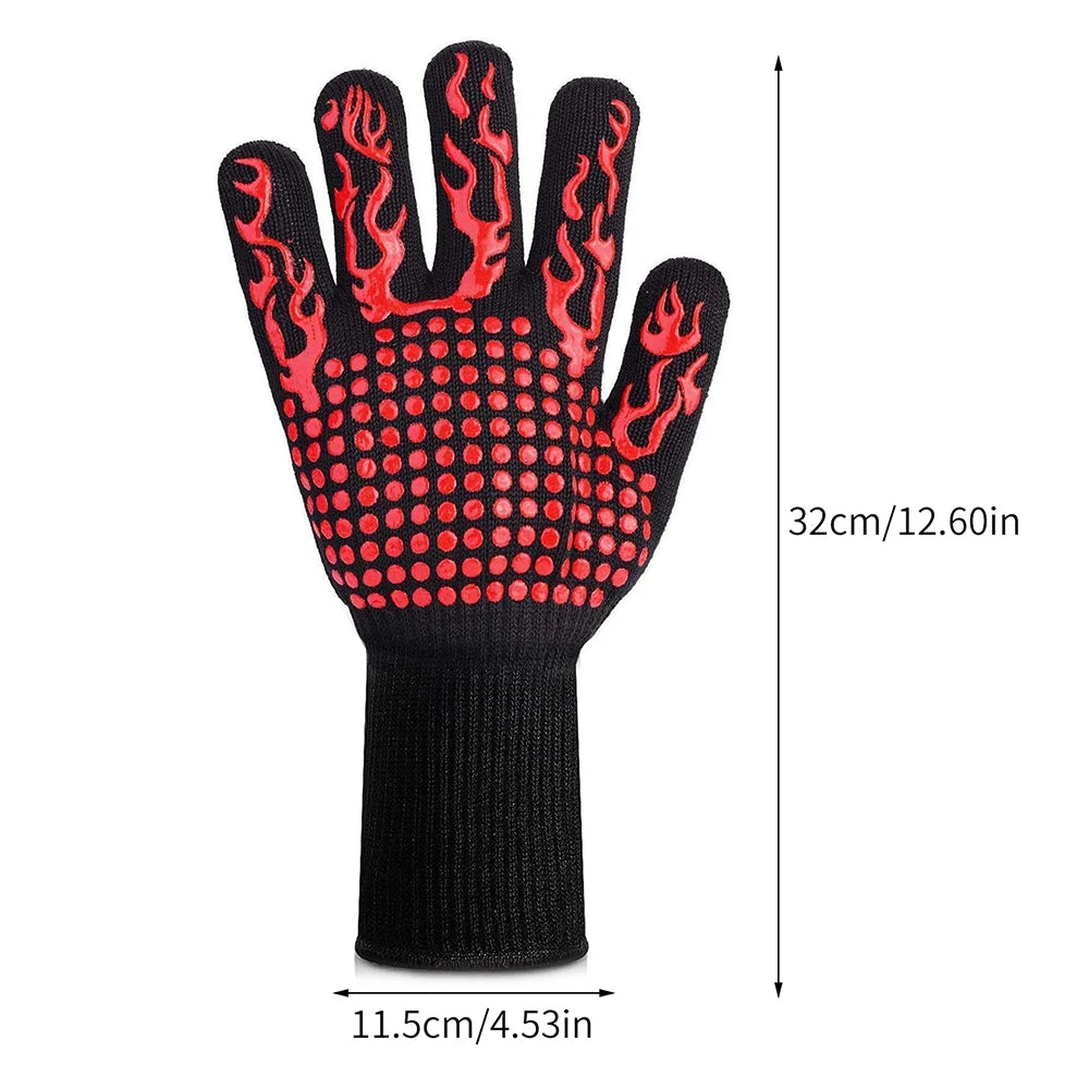 Heat-Resistant BBQ Grill Gloves — Fireproof Non-Slip 500–800°C