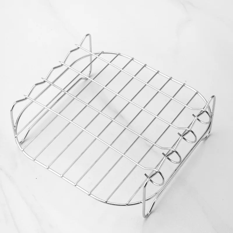 Outdoor BBQ Grill Set — Skewers, Air Fryer Rack & Steamer Bracket