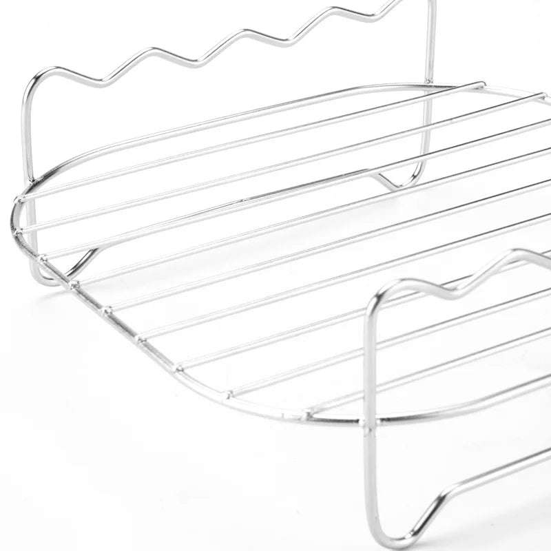 Outdoor BBQ Grill Set — Skewers, Air Fryer Rack & Steamer Bracket