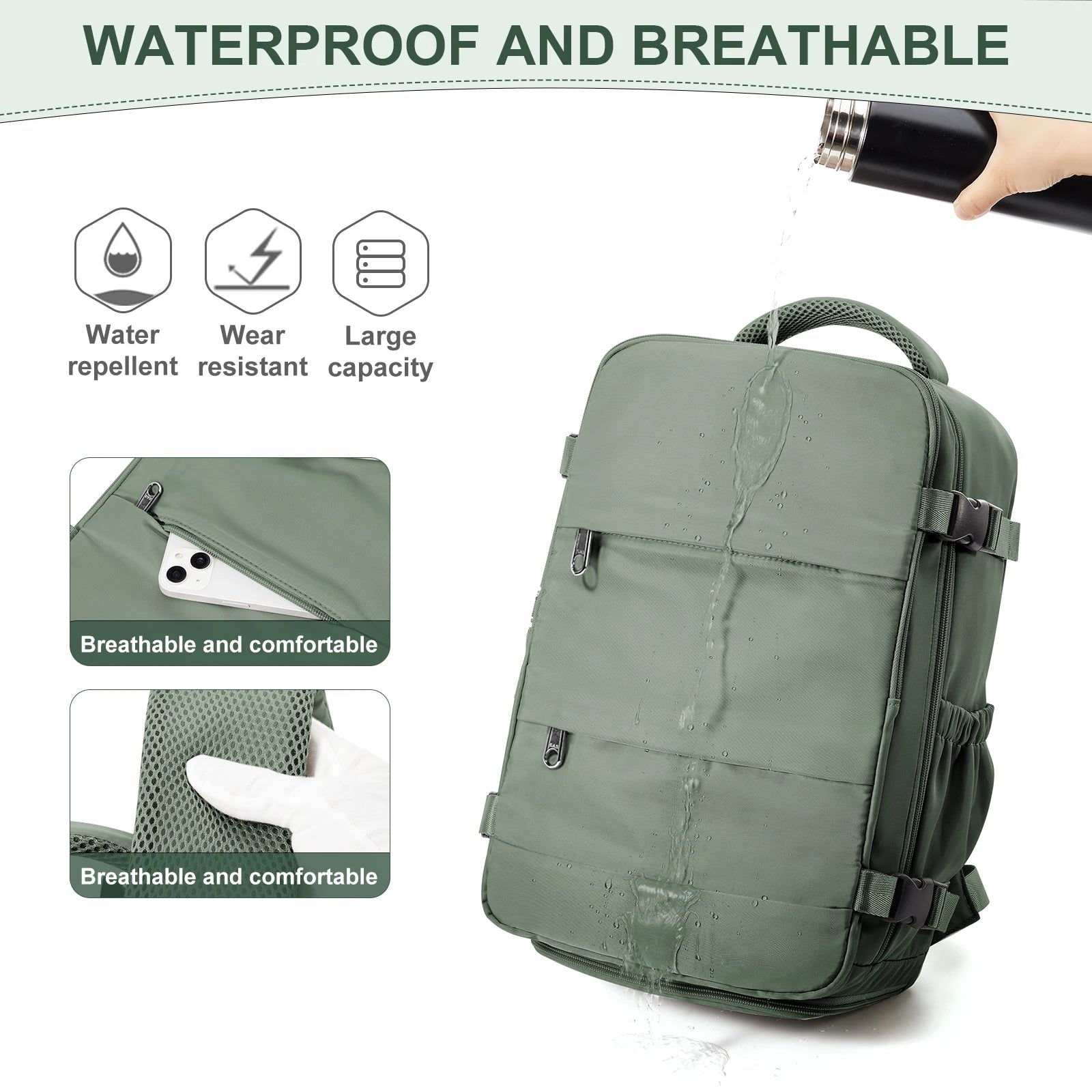 Carry-On Travel Backpack — 40×20×30cm Cabin-Size Laptop & Commuter Bag