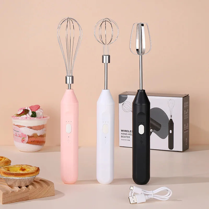 Cordless Whisk & Milk Frother — Auto-Stirring Kitchen Mixer