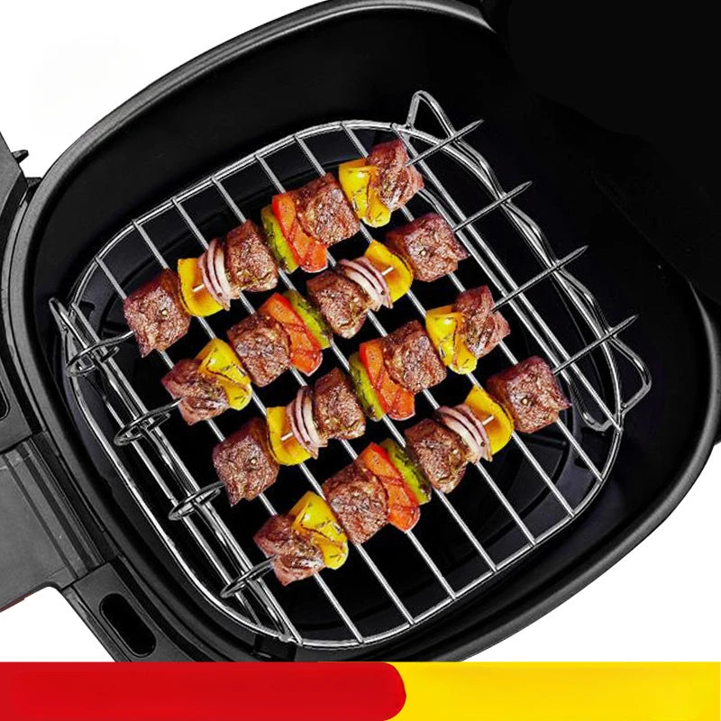 Outdoor BBQ Grill Set — Skewers, Air Fryer Rack & Steamer Bracket