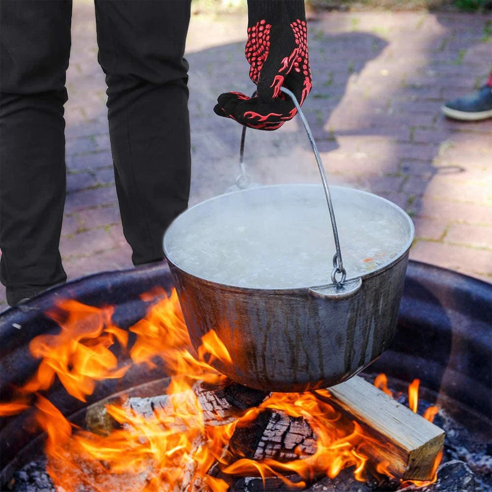 Heat-Resistant BBQ Grill Gloves — Fireproof Non-Slip 500–800°C