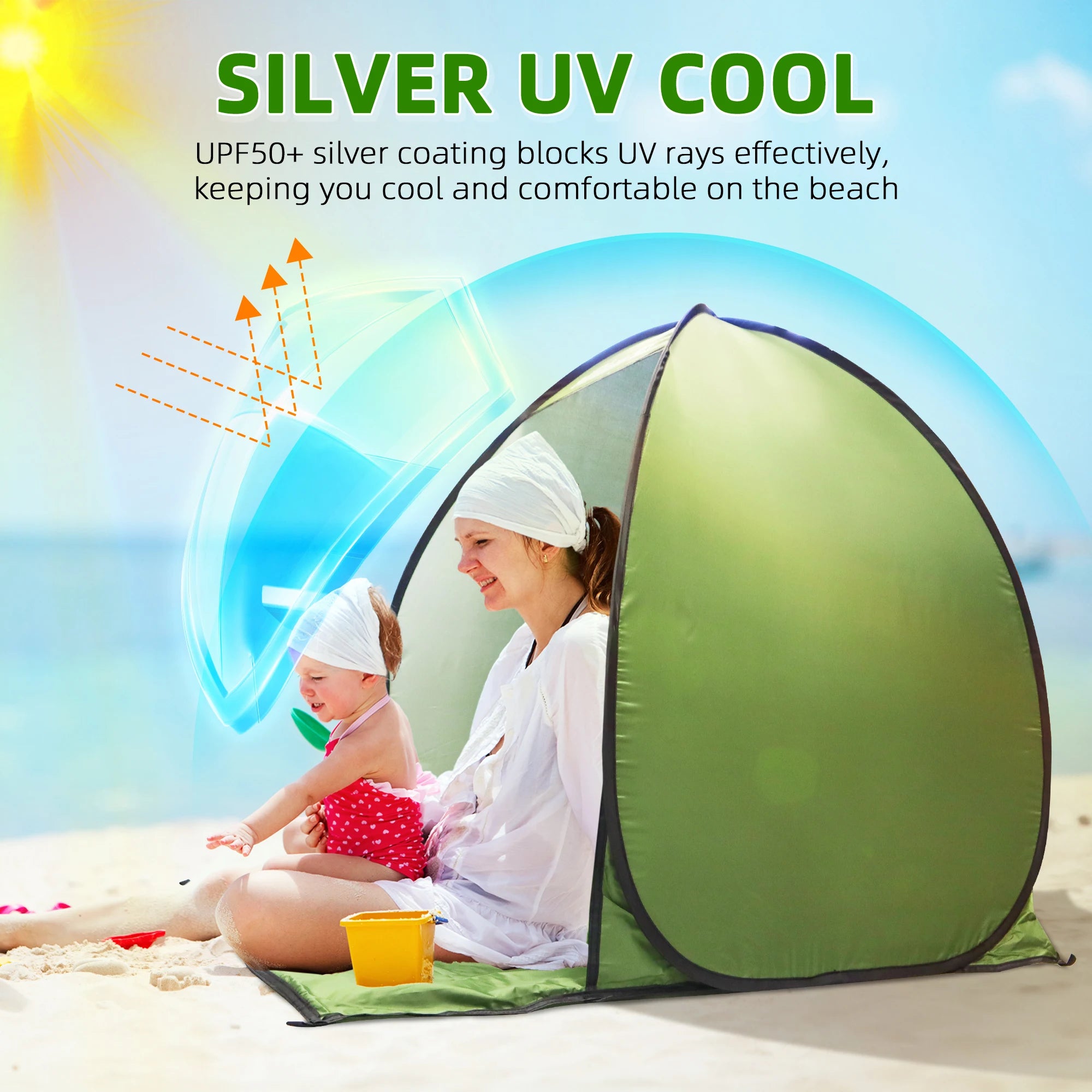 Pop-Up Beach Tent — UV-Resistant Waterproof Sun Shade Shelter