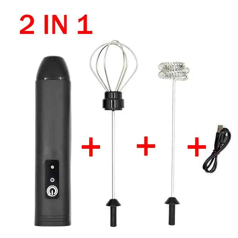 Electric Milk Frother — 3-Speed USB Handheld Foam Maker