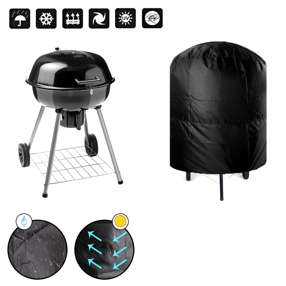 Round BBQ Grill Cover — Waterproof All-Weather Protective Shield