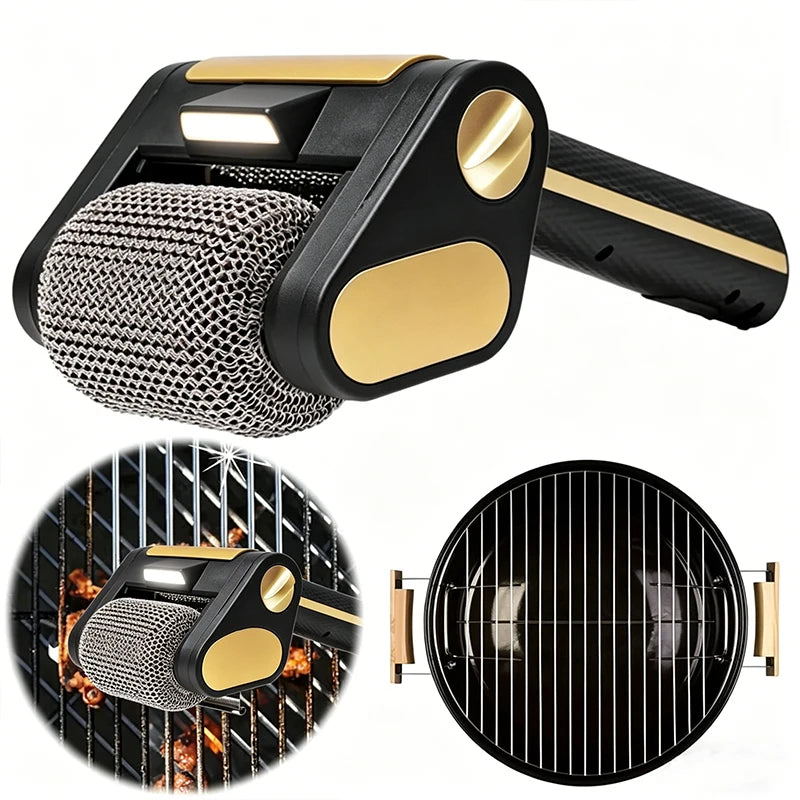 Electric Rotary Grill Brush — Rechargeable Stainless Steel BBQ Cleaner