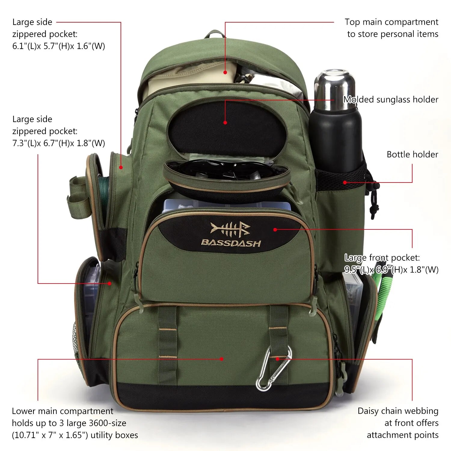 Fishing Tackle Backpack — Lightweight Tactical Storage Bag