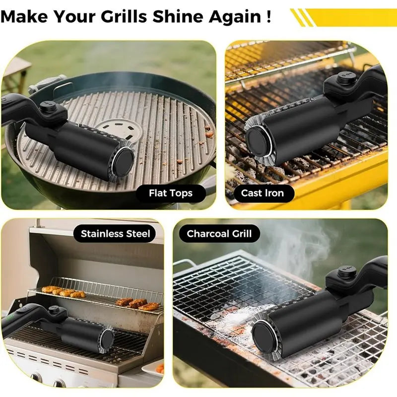 Electric BBQ Grill Brush — Cordless Rechargeable Rotary Cleaner